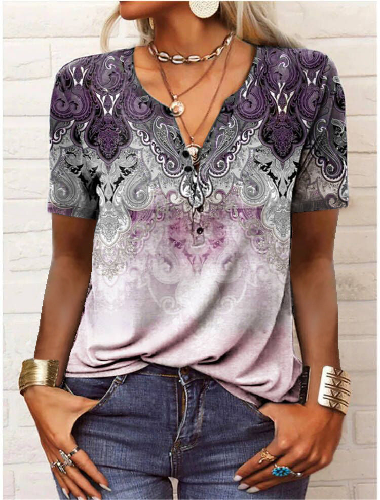 Women's Short-sleeved Printed Ethnic Fashion T-shirt