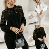 Autumn And Winter New Women's Solid Color Lace Stitching Shirt