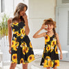 Parent-child Wear Leisure Vacation Waist Trimming Loose Printing Mid-length Dress