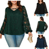 European And American Loose Lace Top Cross V-neck Solid Color Top