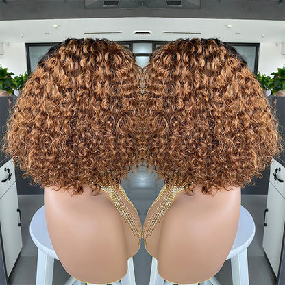 Cross-border E-commerce Exclusively For Ombre Curly Bobo1b30 Human Hair Lace Wig