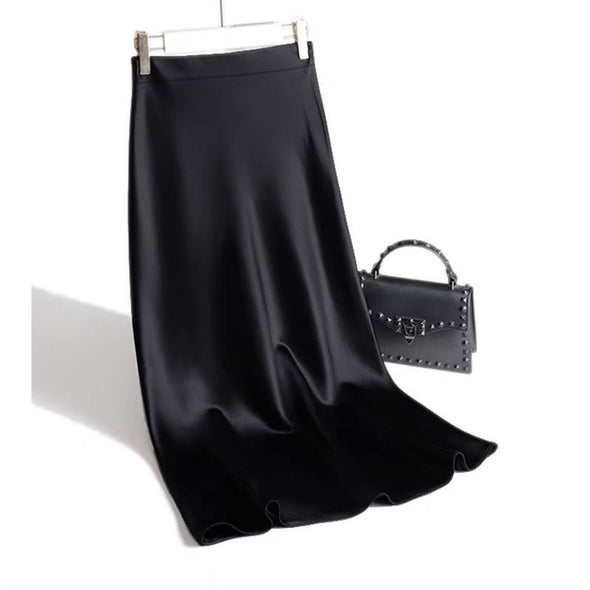 Plus Size Slimming Silky Satin Straight Skirt