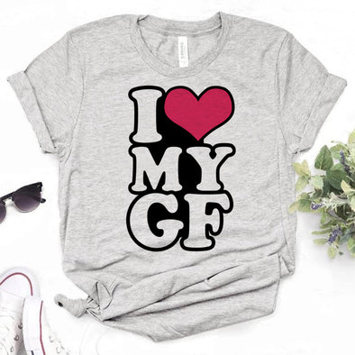 I Love My Girlfriend T-shirt Female Comic