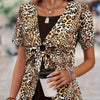 Cross-border Short Sleeve Leopard Print Fake Two-piece T-shirts