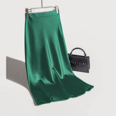 Plus Size Slimming Silky Satin Straight Skirt