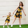 Parent-child Wear Leisure Vacation Waist Trimming Loose Printing Mid-length Dress