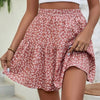 A- Line Short High Waist Floral Frill Hem Skirt