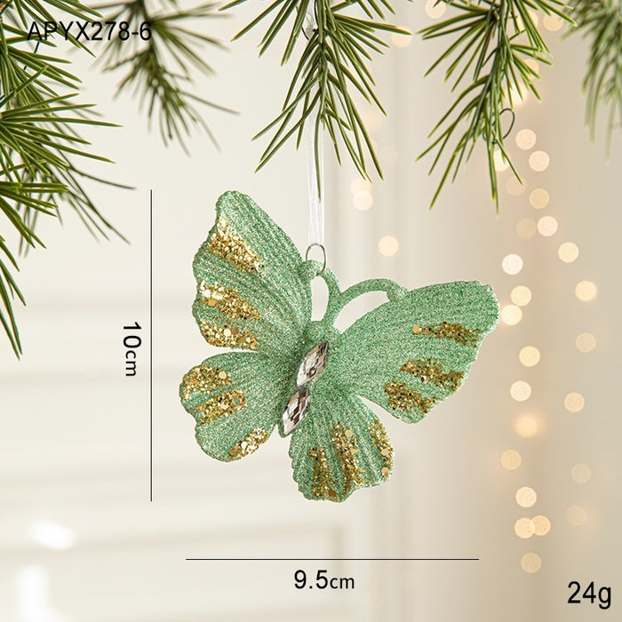 Green Butterfly Christmas Tree Plastic Pendant