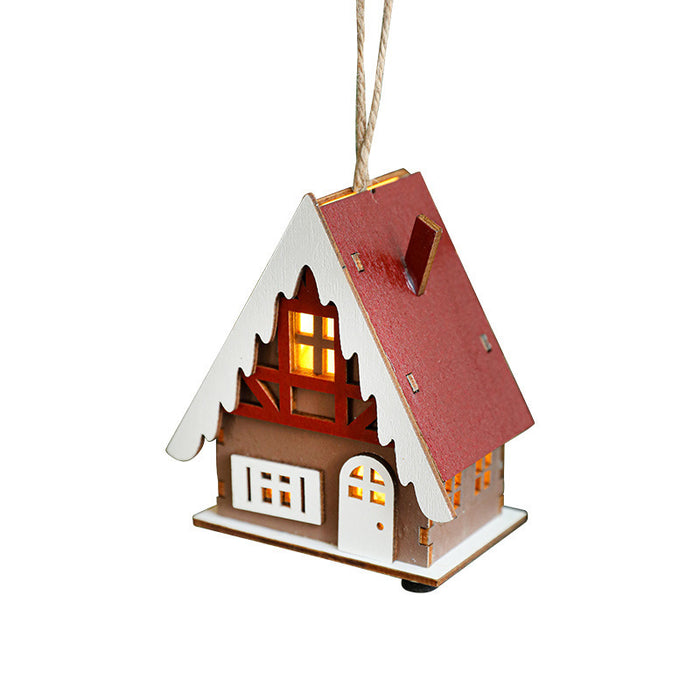 Cabin Decoration Christmas Luminous Cabin LED Wooden Christmas Small House Desktop Small Ornaments