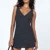 V-neck Polka-dot Self-tie High Waist Dress