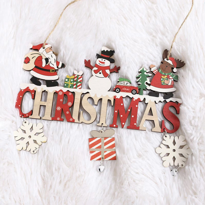 Forest Man Old Snowman Bell Door Plate Pendant Christmas Decoration