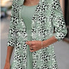 Women's Autumn New Cardigan Three-quarter Sleeve Digital Printing One-piece Chiffon Shirt