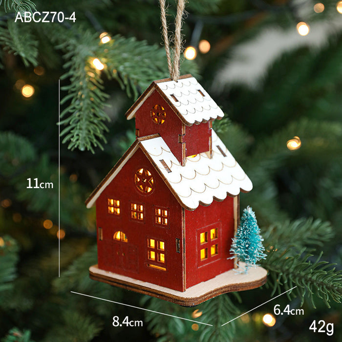 Cabin Decoration Christmas Luminous Cabin LED Wooden Christmas Small House Desktop Small Ornaments