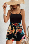 Boho Two-piece Cami Top Set, Cami Top & Leaves Print Casual Beach Shorts 2pcs Outfits For Summer & Spring, Women's Clothing