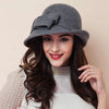 Women's French-style Elegant Retro Woolen Bowler Hat Curling Bow