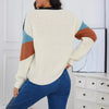 Contrast Color Sweater Round Neck Pullover Stripe Loose Casual