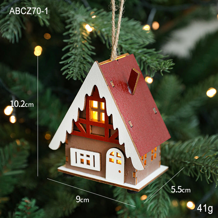 Cabin Decoration Christmas Luminous Cabin LED Wooden Christmas Small House Desktop Small Ornaments