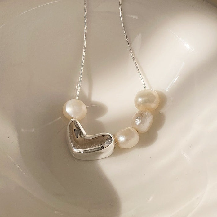 Sweet Loving Heart Pearl Necklace Women's Fashion