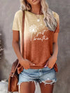 European And American Gradient Printing T-shirt Round Neck Straight