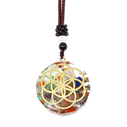 Cross-border Hot Selling Colorful Gravel Necklace Natural Crystal Pendant Multilateral Geometric Shape Ornament Wholesale