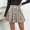 Women's Leopard Print Corduroy Umbrella Skirt High Waist