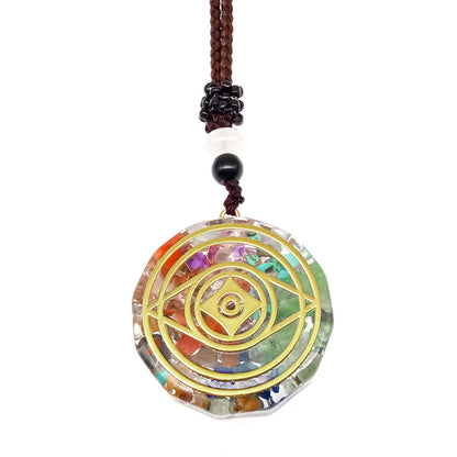 Cross-border Hot Selling Colorful Gravel Necklace Natural Crystal Pendant Multilateral Geometric Shape Ornament Wholesale