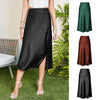 Women's High Waist Glossy Satin Skirt Slit