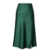 Women's High Waist Glossy Satin Skirt Slit