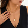 Vintage Women's Irregular Golden Bean Pendant Necklace