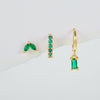 Rectangular Zircon Earrings Brass Gold-plated Micro-inlaid Green