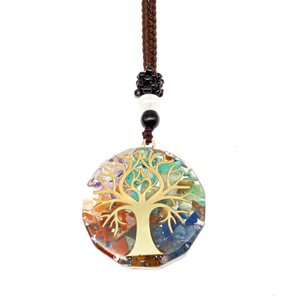 Cross-border Hot Selling Colorful Gravel Necklace Natural Crystal Pendant Multilateral Geometric Shape Ornament Wholesale