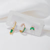 Rectangular Zircon Earrings Brass Gold-plated Micro-inlaid Green