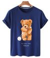 Superman Bear Printed Short Sleeve Women's Loose