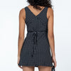 V-neck Polka-dot Self-tie High Waist Dress