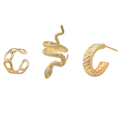 Retro Snake Suit Stud Earrings Three-piece Set Earrings Eardrops