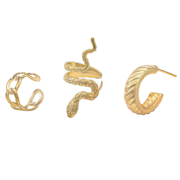 Retro Snake Suit Stud Earrings Three-piece Set Earrings Eardrops