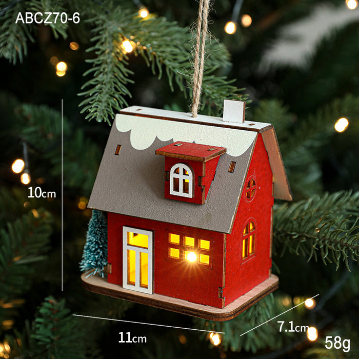 Cabin Decoration Christmas Luminous Cabin LED Wooden Christmas Small House Desktop Small Ornaments