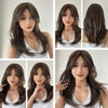 Split Shoulder-length Black Brown High-temperature Fiber Wig For Women