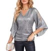 Loose Mid-length Sequined T-shirt Women's Short Sleeve