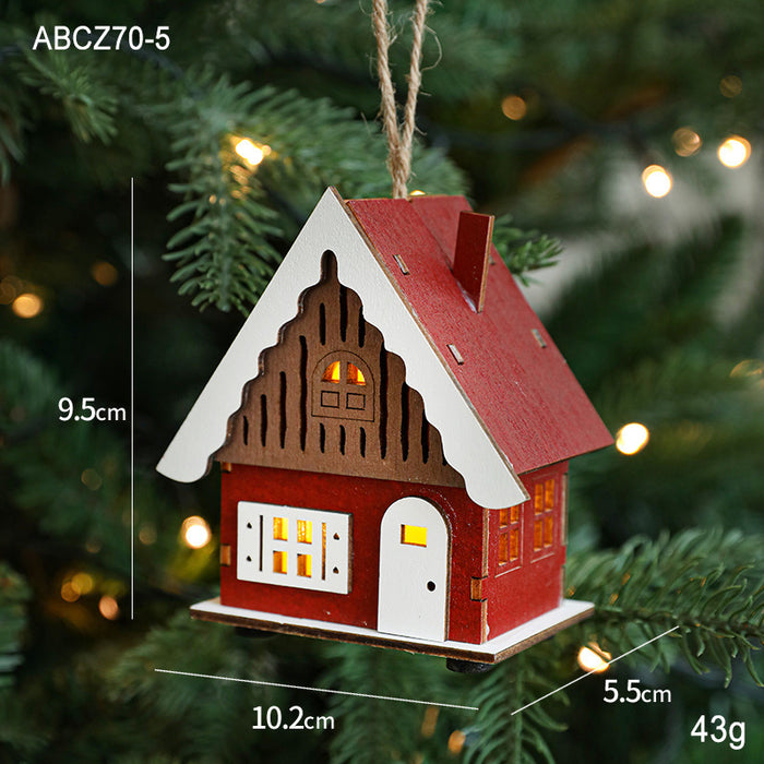 Cabin Decoration Christmas Luminous Cabin LED Wooden Christmas Small House Desktop Small Ornaments