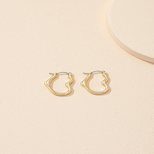 New Small Heart Earrings Simple Cutout Earrings