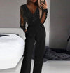 Dusting Powder Stitching High-end Elegant Jumpsuit Women's Clothing