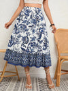 Bohemian Blue And White Porcelain Printed A- Line Skirt