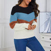 Contrast Color Sweater Round Neck Pullover Stripe Loose Casual