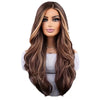 26-inch Elegant Women's Wig Brown Mixed Color Wavy Long Hair Synthetic Fiber Rose Mesh Cap Daily Wear