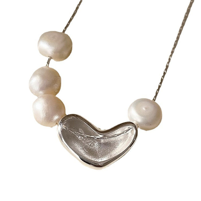 Sweet Loving Heart Pearl Necklace Women's Fashion